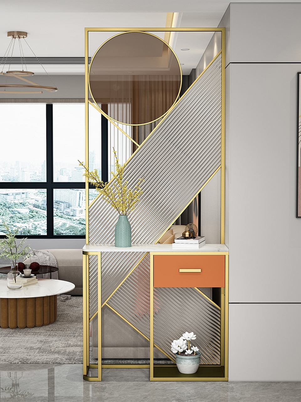 屏风隔断效果图#玻璃隔断