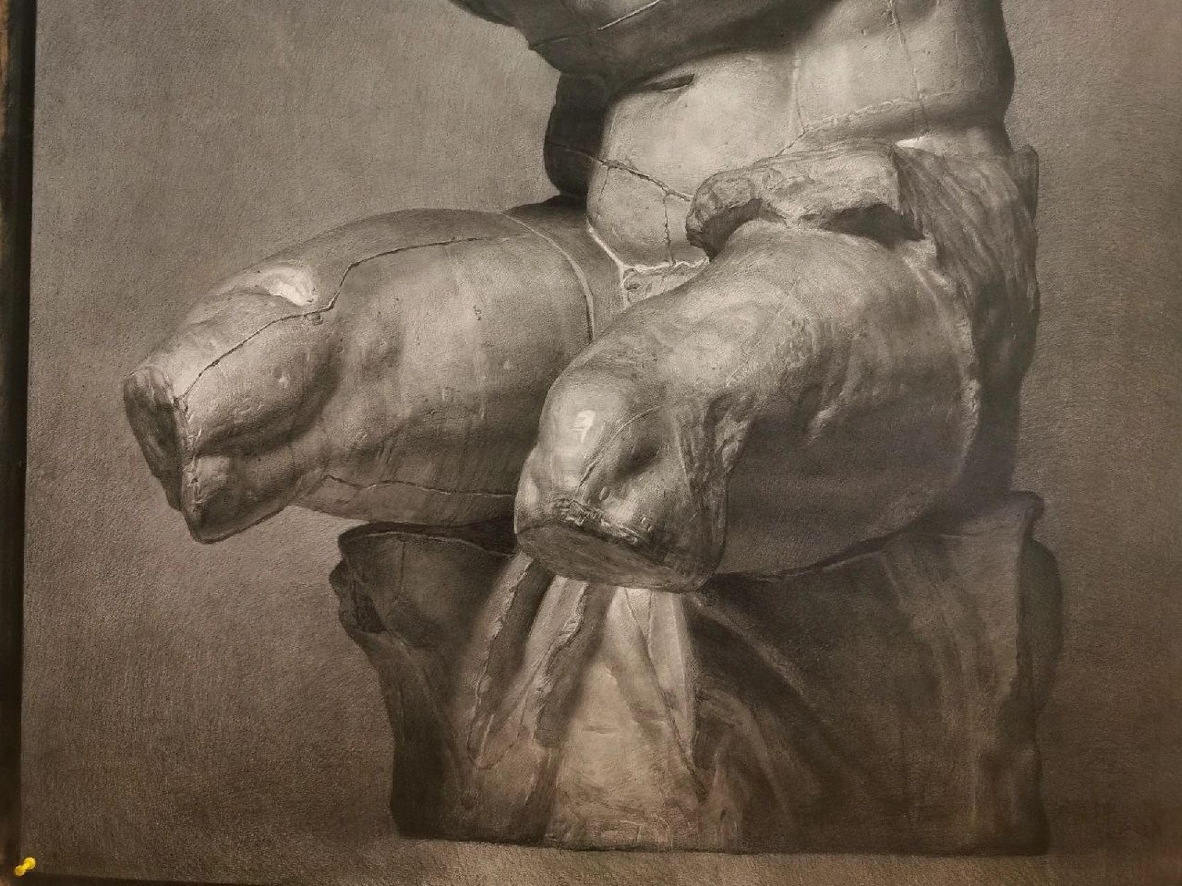 贝维德雷躯干石膏素描,作者用60小时不到时间,全开纸张,铅笔画的.