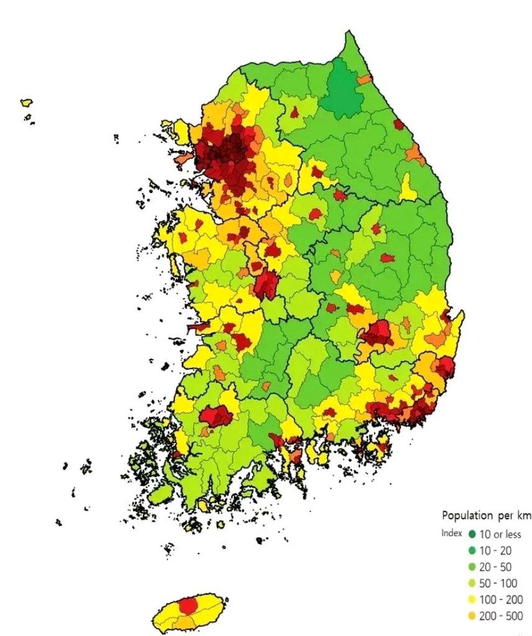 朝鲜人口密度分布图图片
