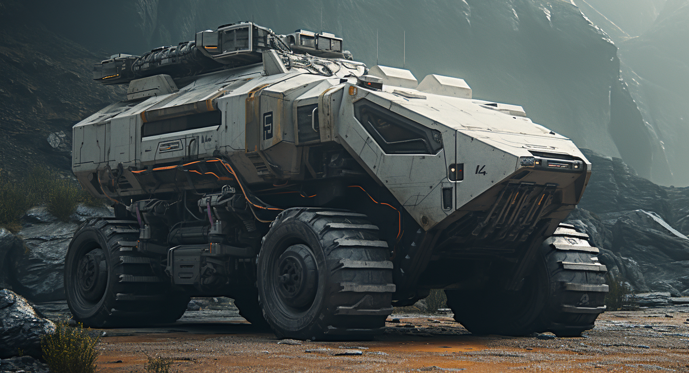 一组ai生成的装甲车辆设计作品,采用了多种组合方式的轮式底盘,适合