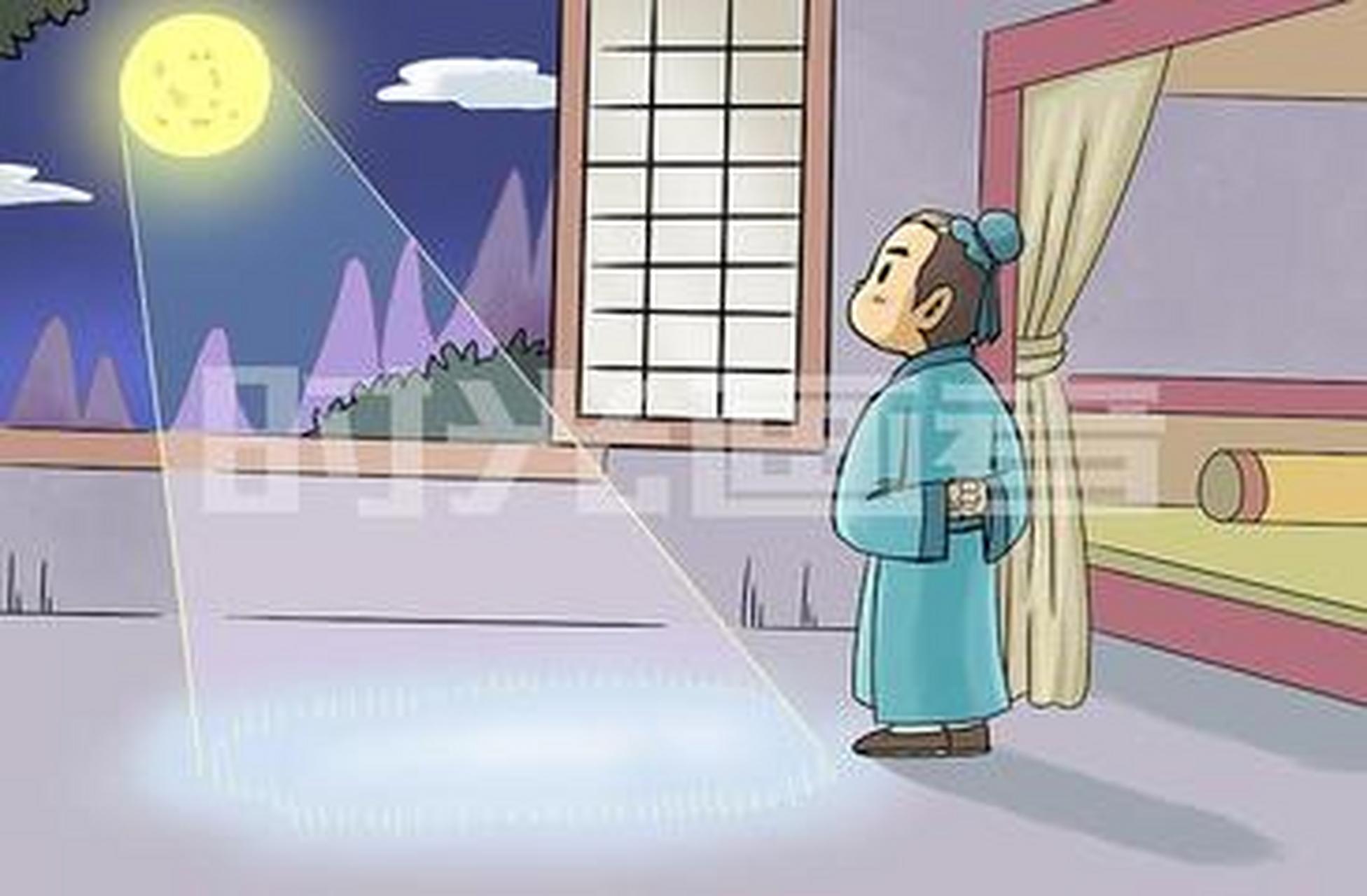 静夜思漫画图图片