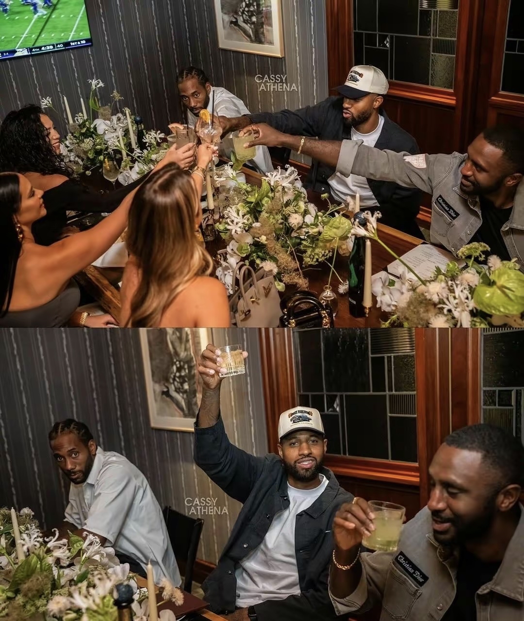 乔治,伦纳德,帕特森携娇妻聚餐,活色生香