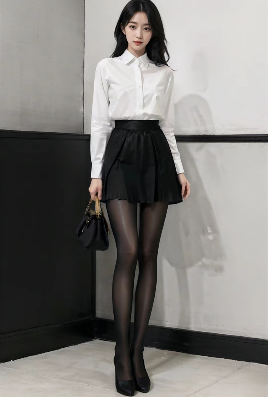 大长腿御姐黑色丝袜穿搭