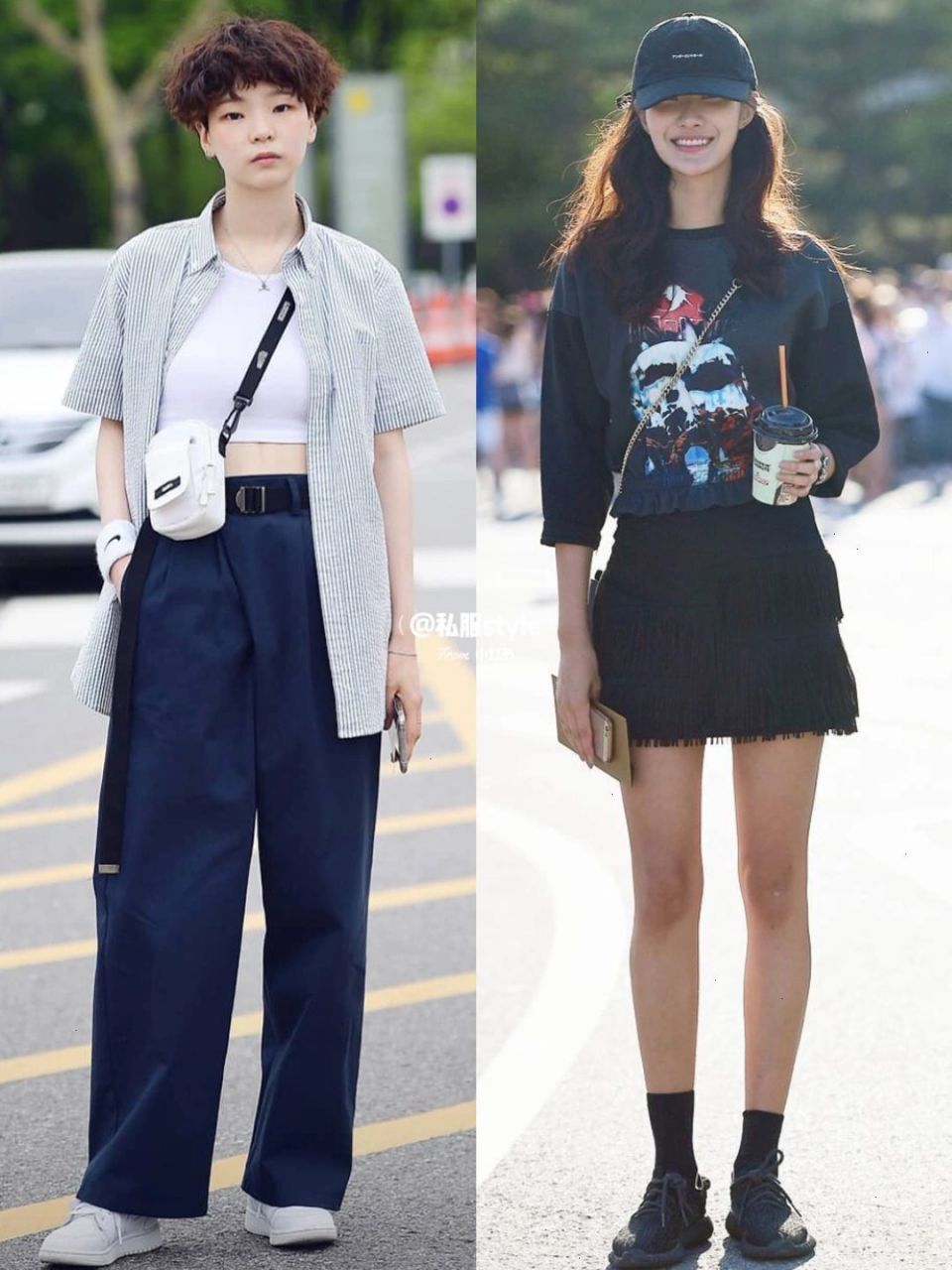 韩国街拍,看首尔女孩们的夏日穿搭 韩国街拍穿搭,简单随性自然 #夏日