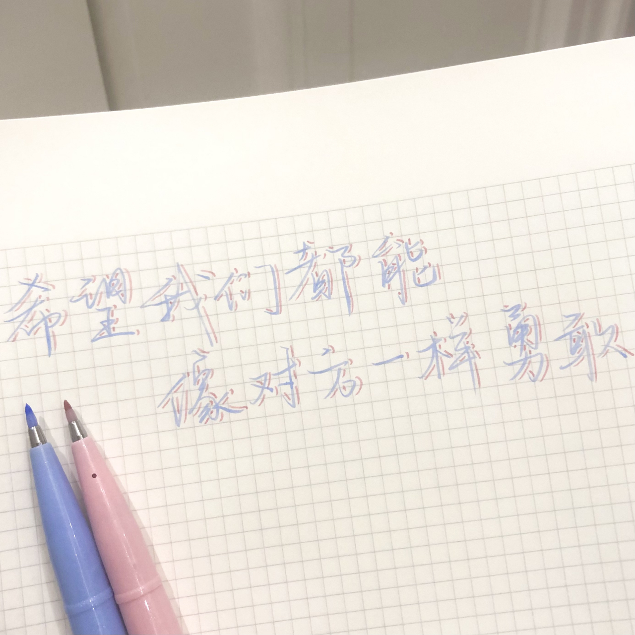 笔:派通 pale pink/grey blue 本:百词斩方格本 ps:撒野yyds!