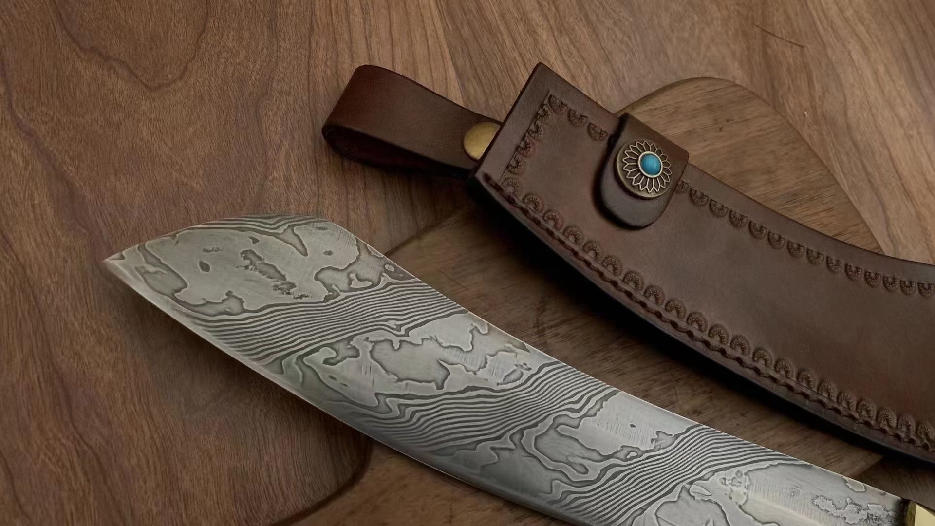 扭转纹百炼花纹钢手工打造帕兰砍刀