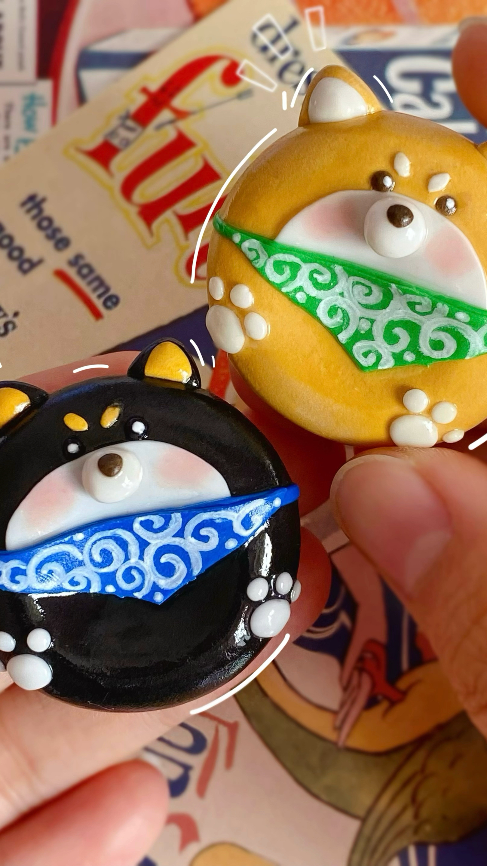 原创粘土手工|双色柴犬冰箱贴