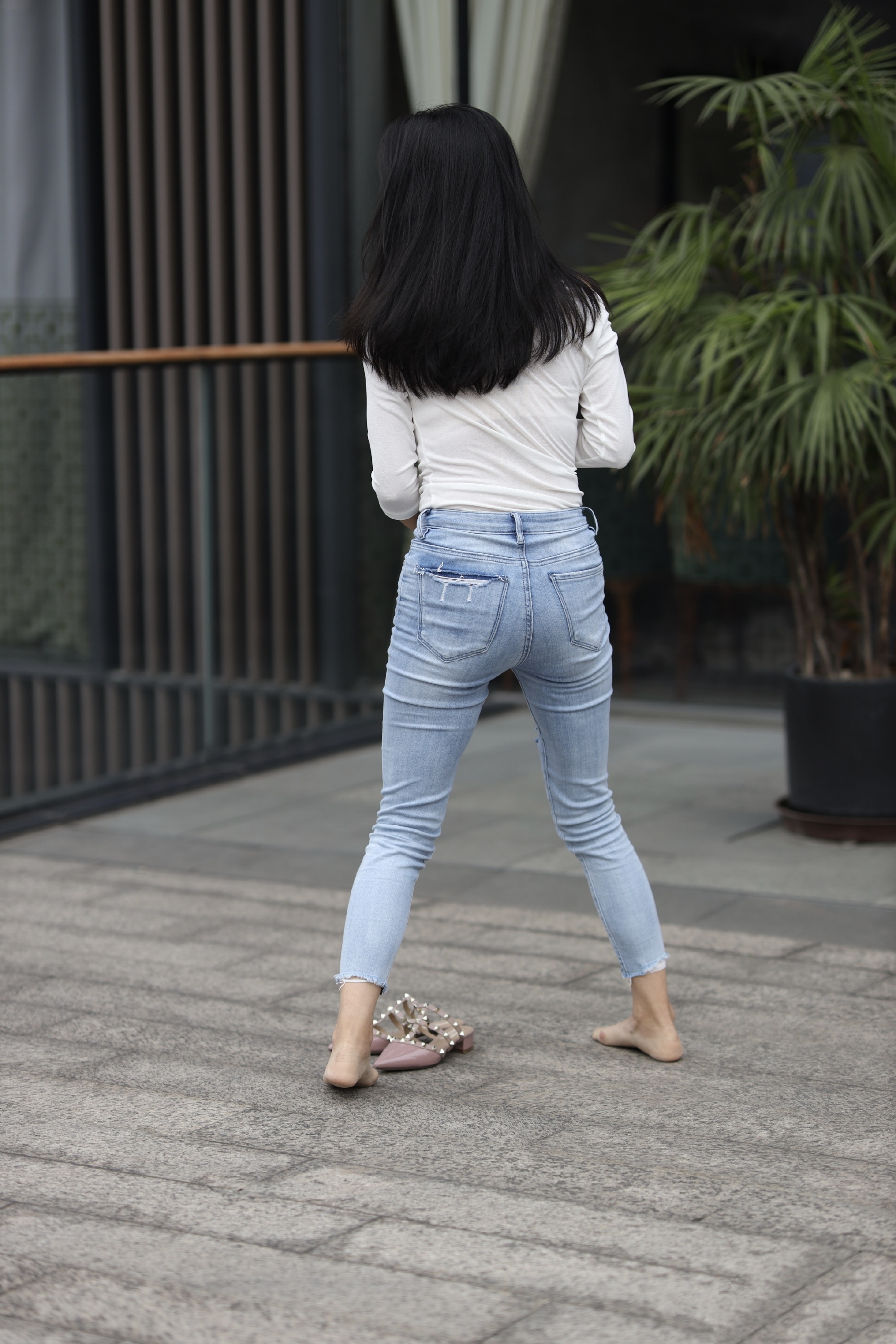 靓丽牛仔裤背影,四选一,总有适合你的一款