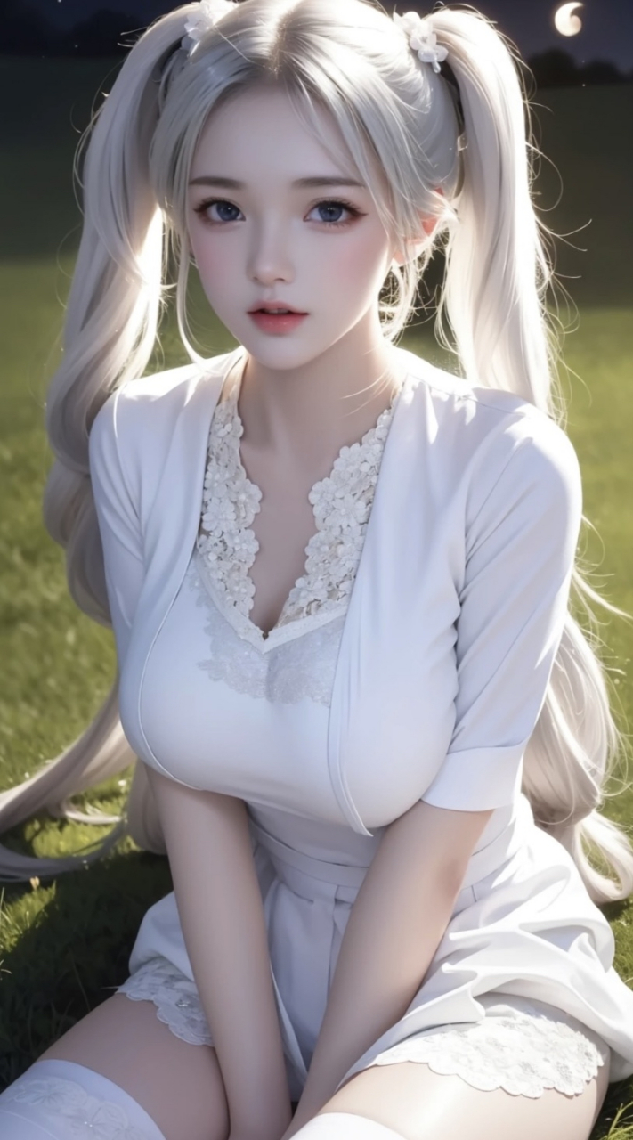 水点白发双马尾 #二次元# #双马尾