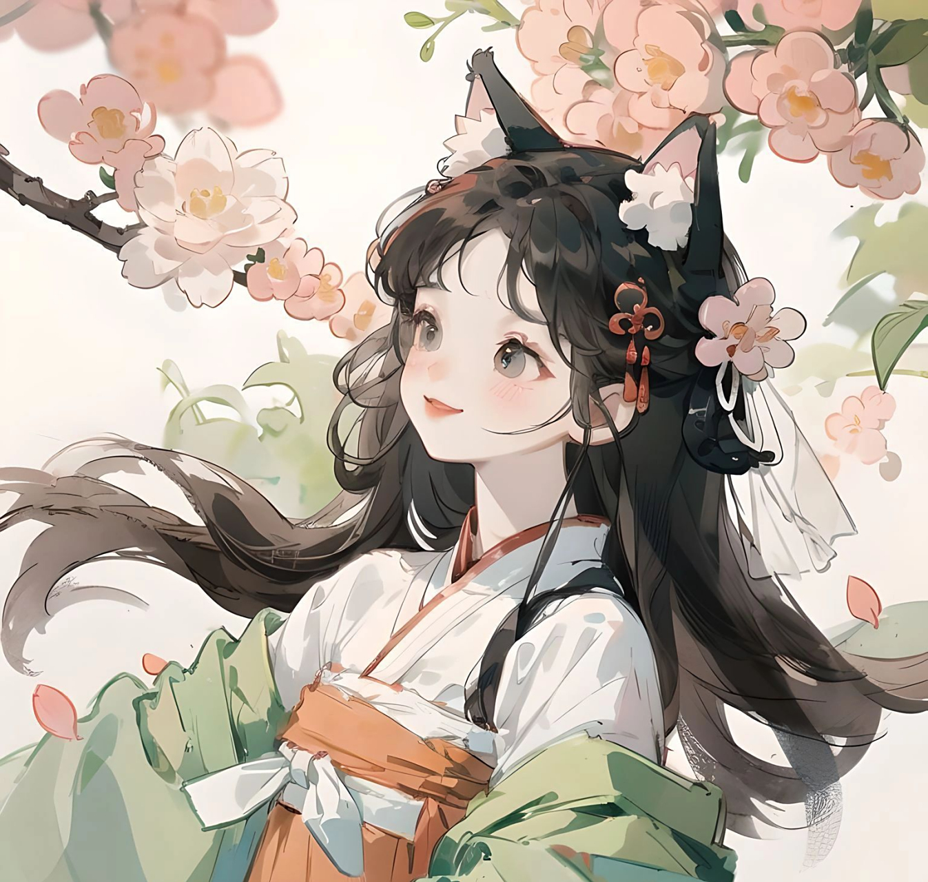 分享可爱无水印动漫女生头像,鲜花与小女孩,快来存高清头像,女孩子就