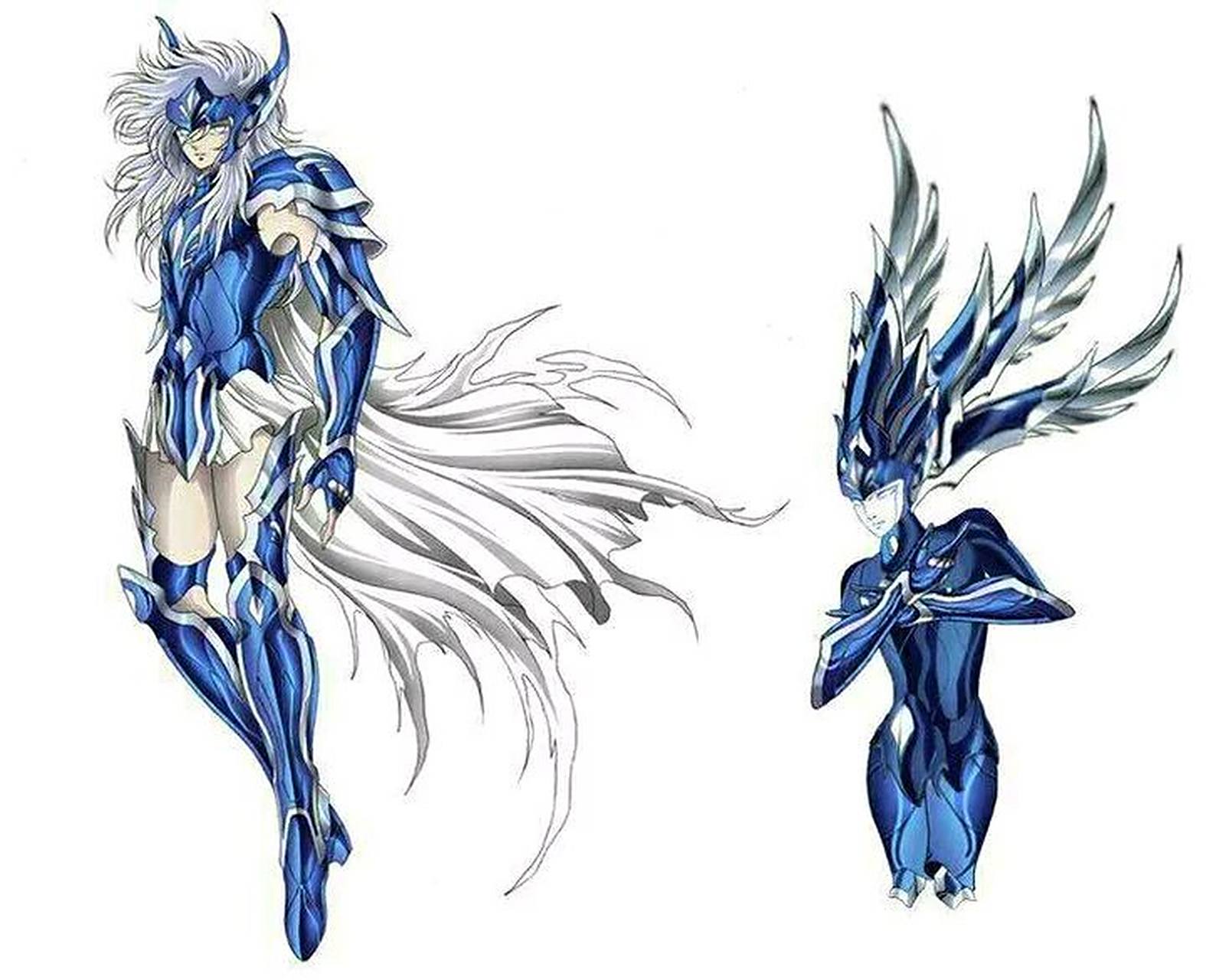 一组圣斗士星矢同人插画,天斗士角色与圣衣.