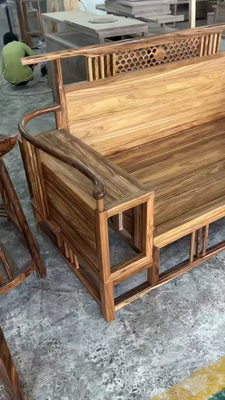 乌金木原木色沙发,新中式实木家具-度小视