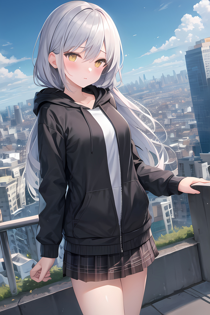 al绘画# #ai# ai绘画第188期 银发金瞳害羞的小妹妹