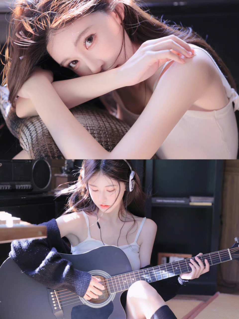 你们猜这个小姐姐会弹吉他吗?#美女