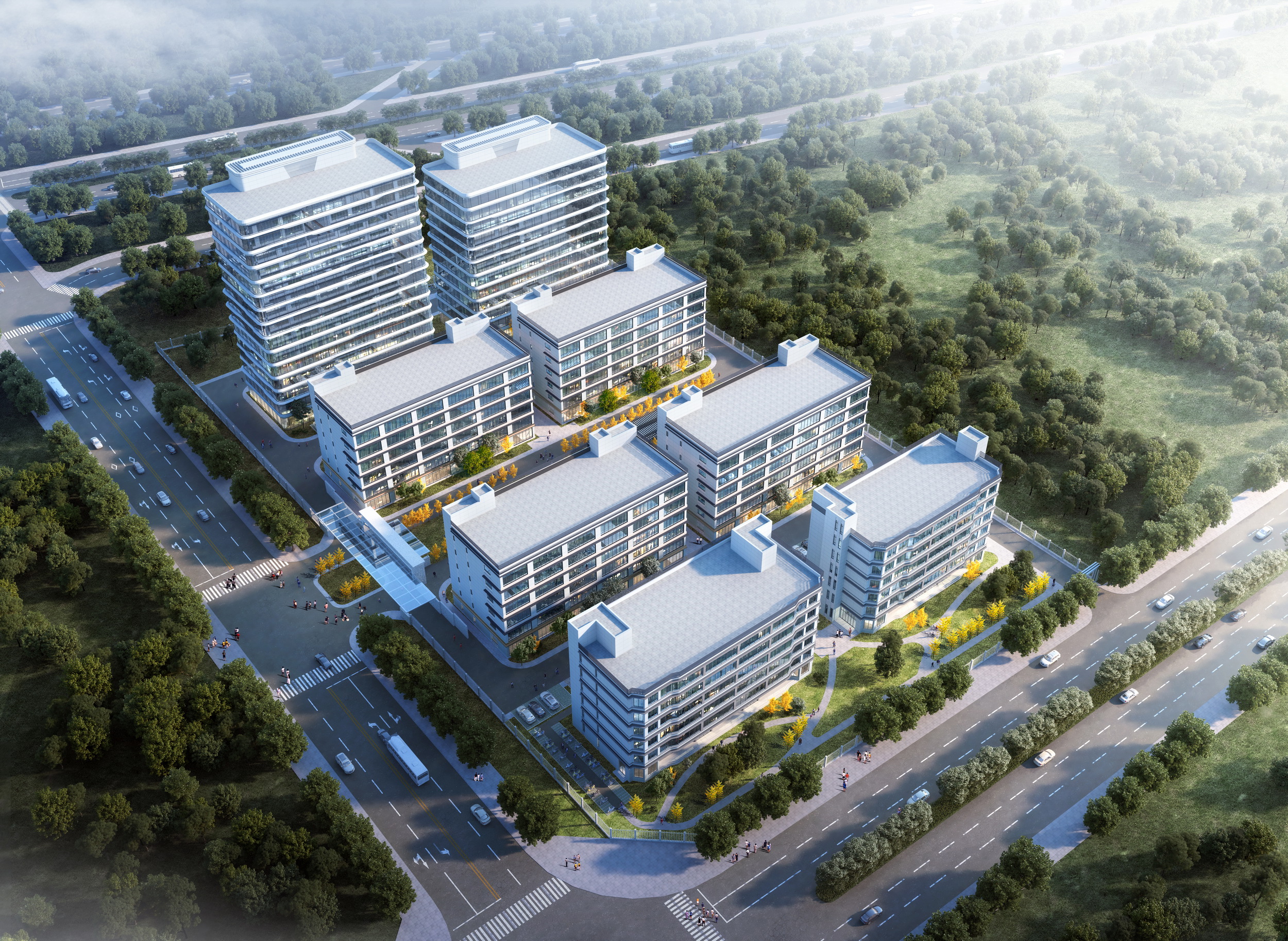 一套漂亮大气的产业园设计效果图