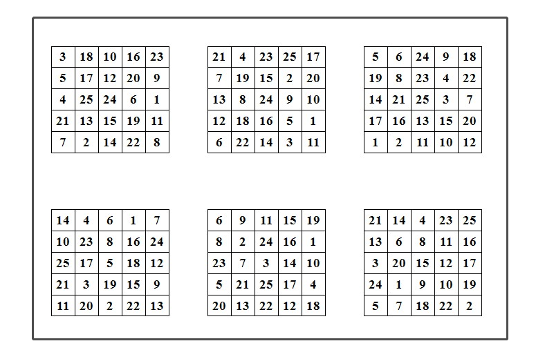 舒尔特方格表图片5x5图片