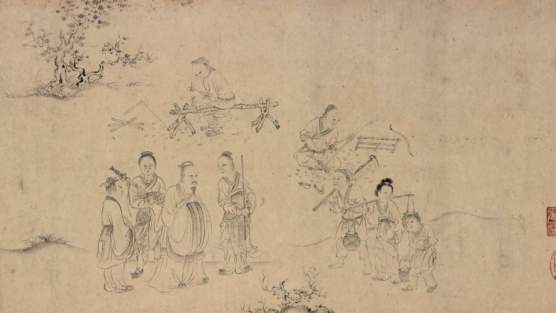 《豳风·七月图》手卷,纸本水墨,纵28.8厘米,横436.