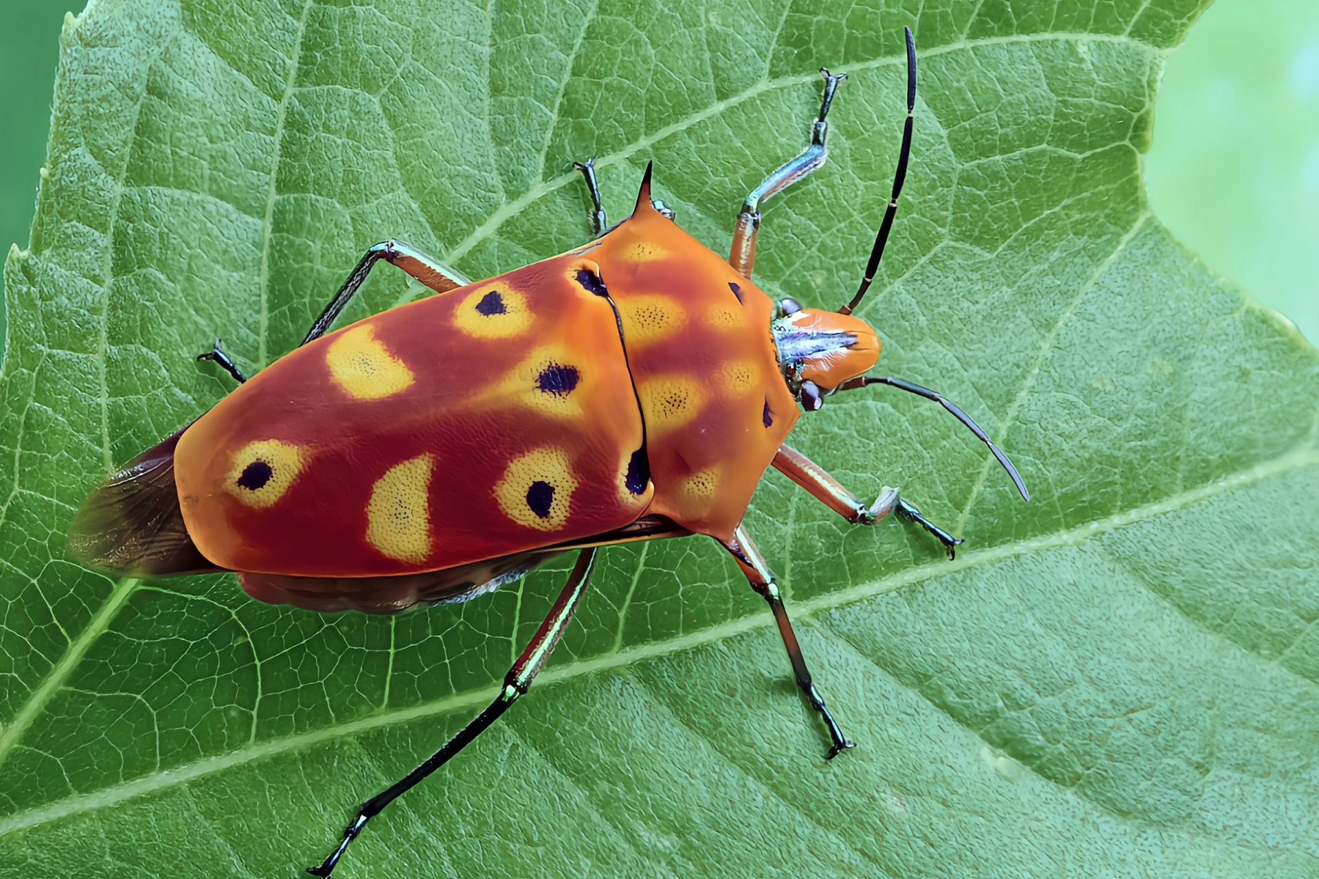 每天认识一种昆虫——角盾蝽 角盾蝽别名黄盾背蝽象,是半翅目,蝽科