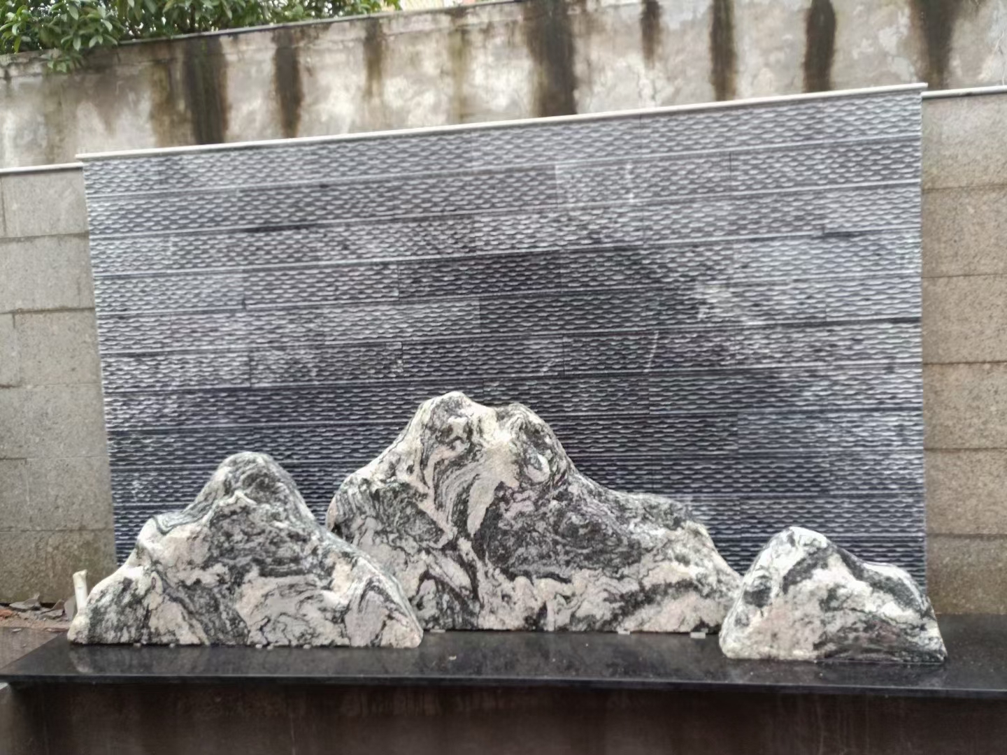 泰山石切片雪浪石造景