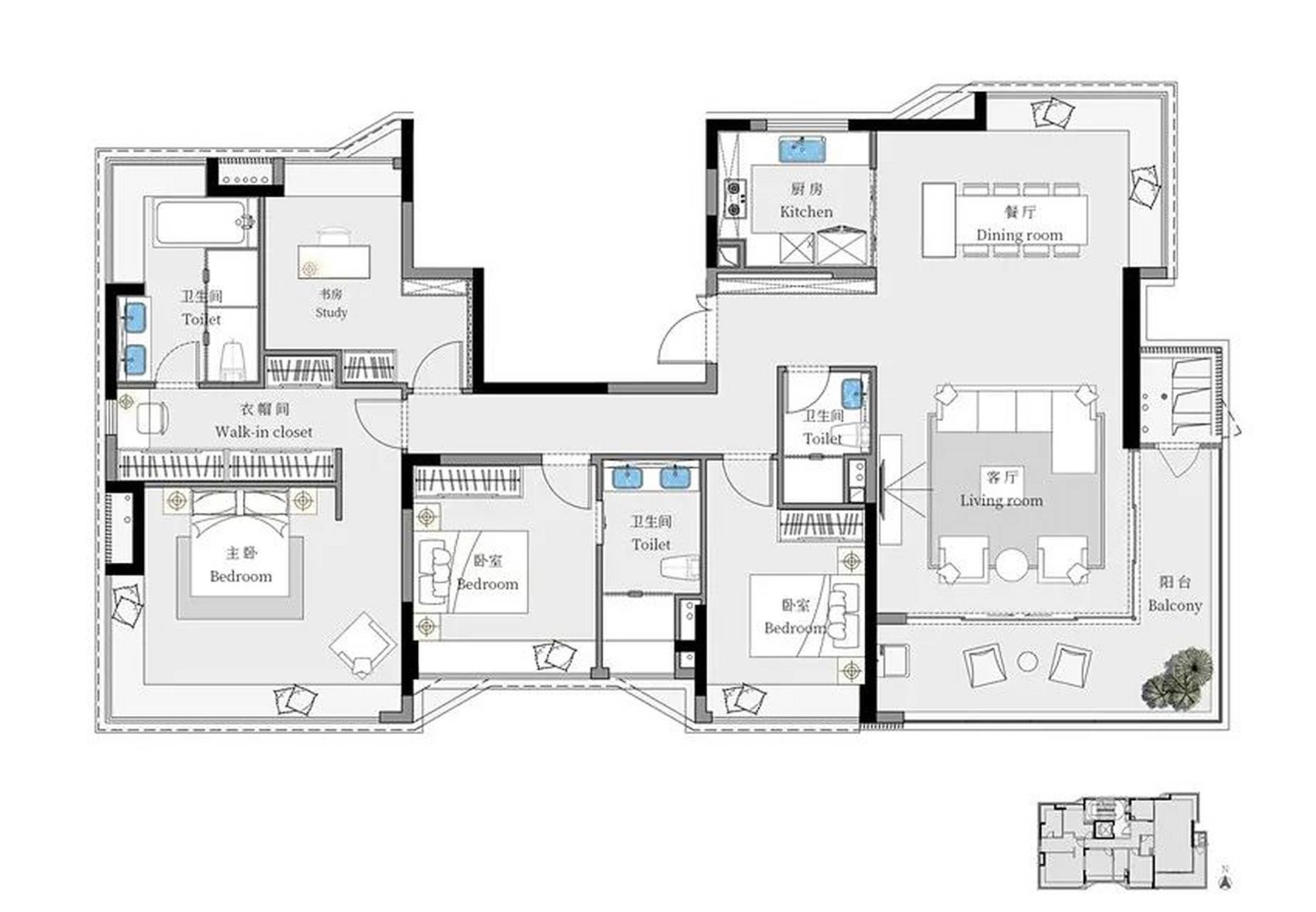 一层只有一户才是顶级住宅的亮点,而且进门口之后就有一个卫生间,入户
