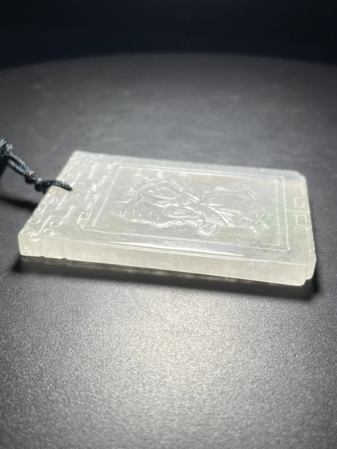 清代冰种飘花老翡翠老少同乐牌