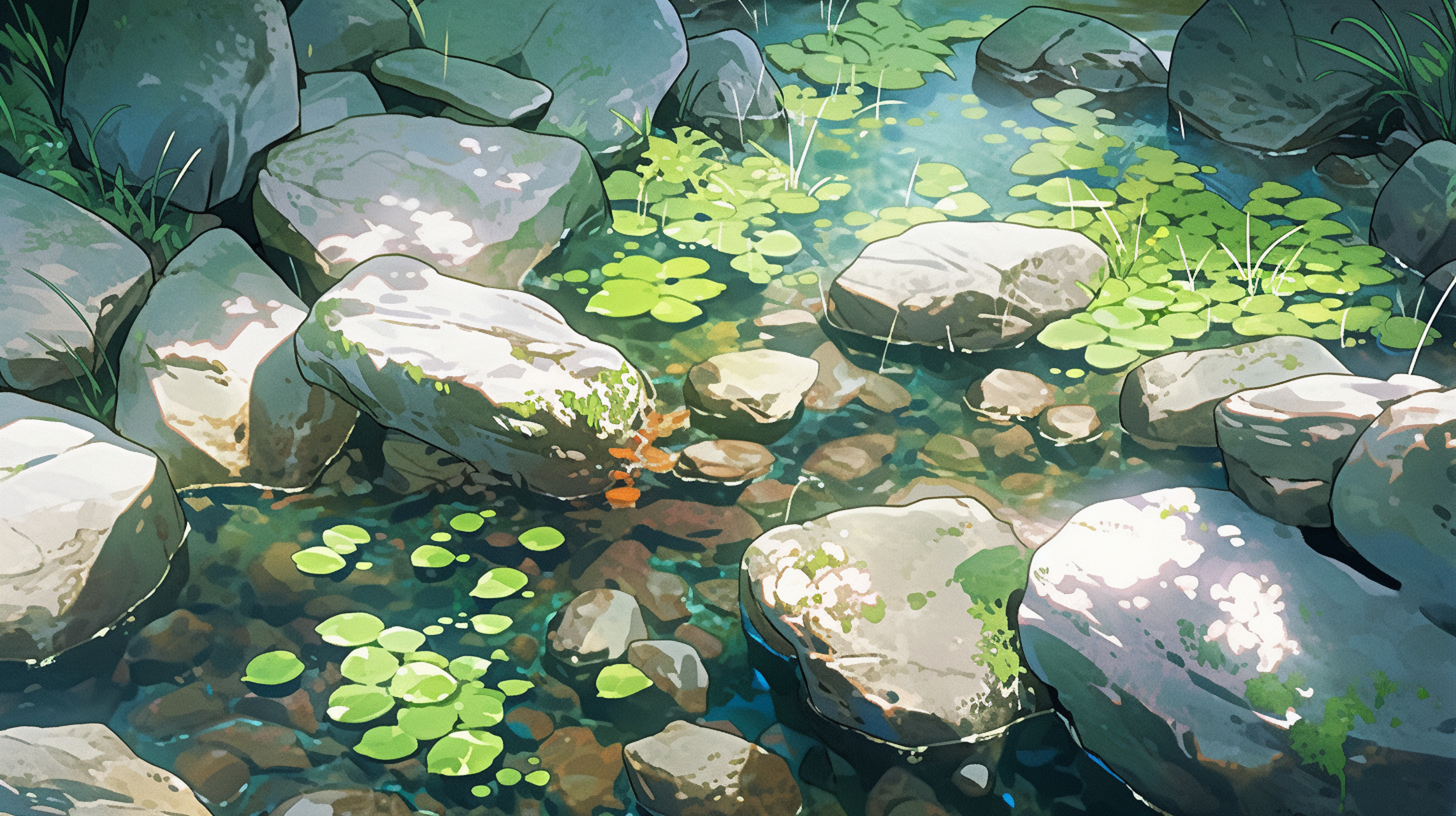 动画世界里的池塘#ai绘画# #二次元# #场景