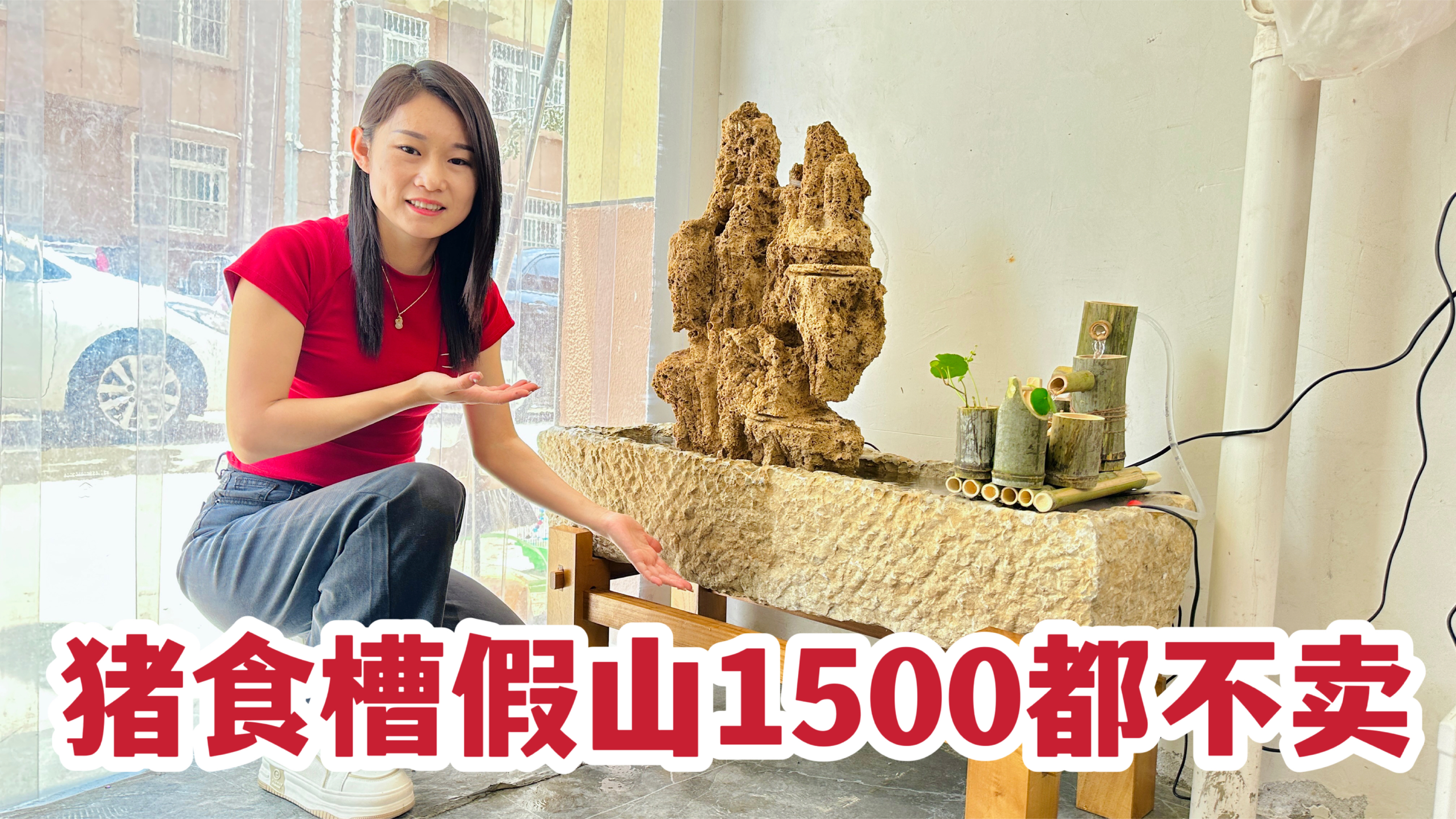 老公用猪食槽做微景观，有山有水有鱼，说给他1500都不卖