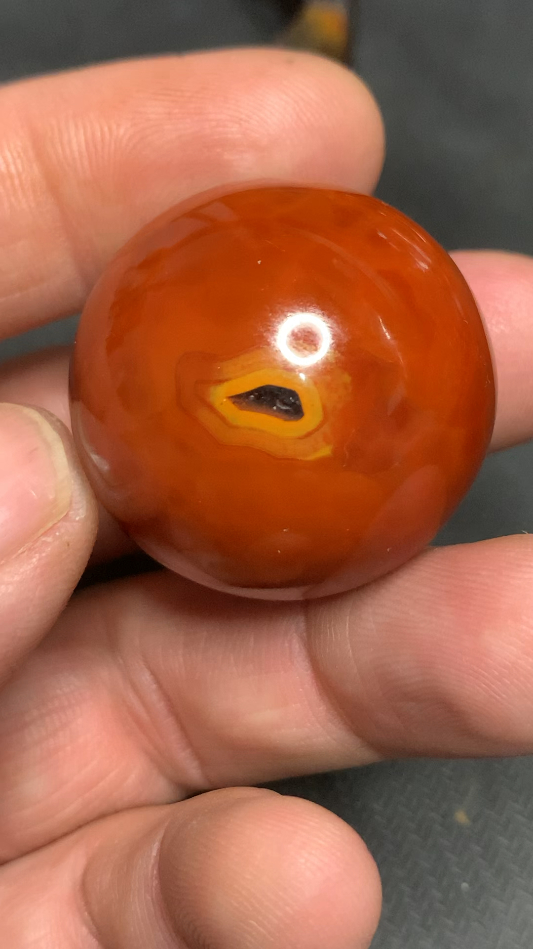 战国红玛瑙直径30毫米转运珠