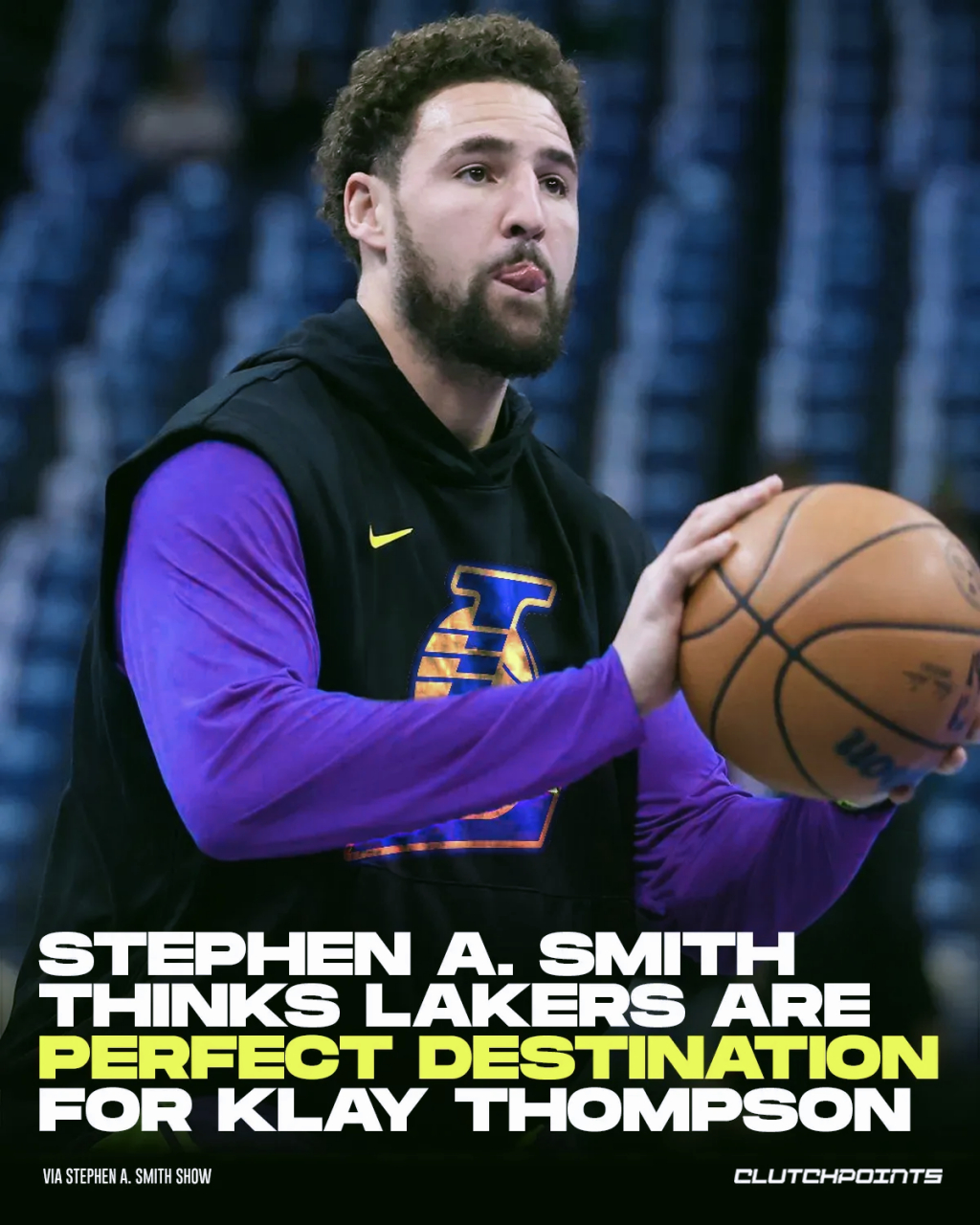 大嘴史密斯建议克莱去湖人 大嘴史蒂芬·史密斯认为克莱-汤普森和