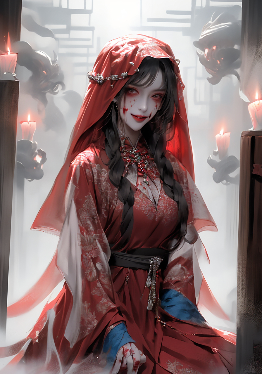鬼新娘#ai绘画# #恐怖# #美女