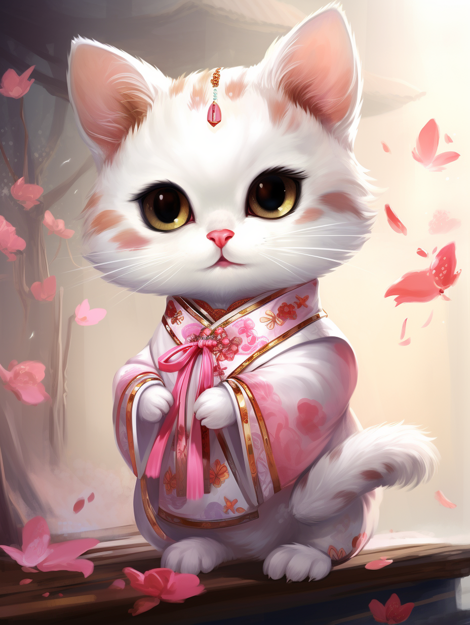 古装小猫咪可做头像壁纸背景图