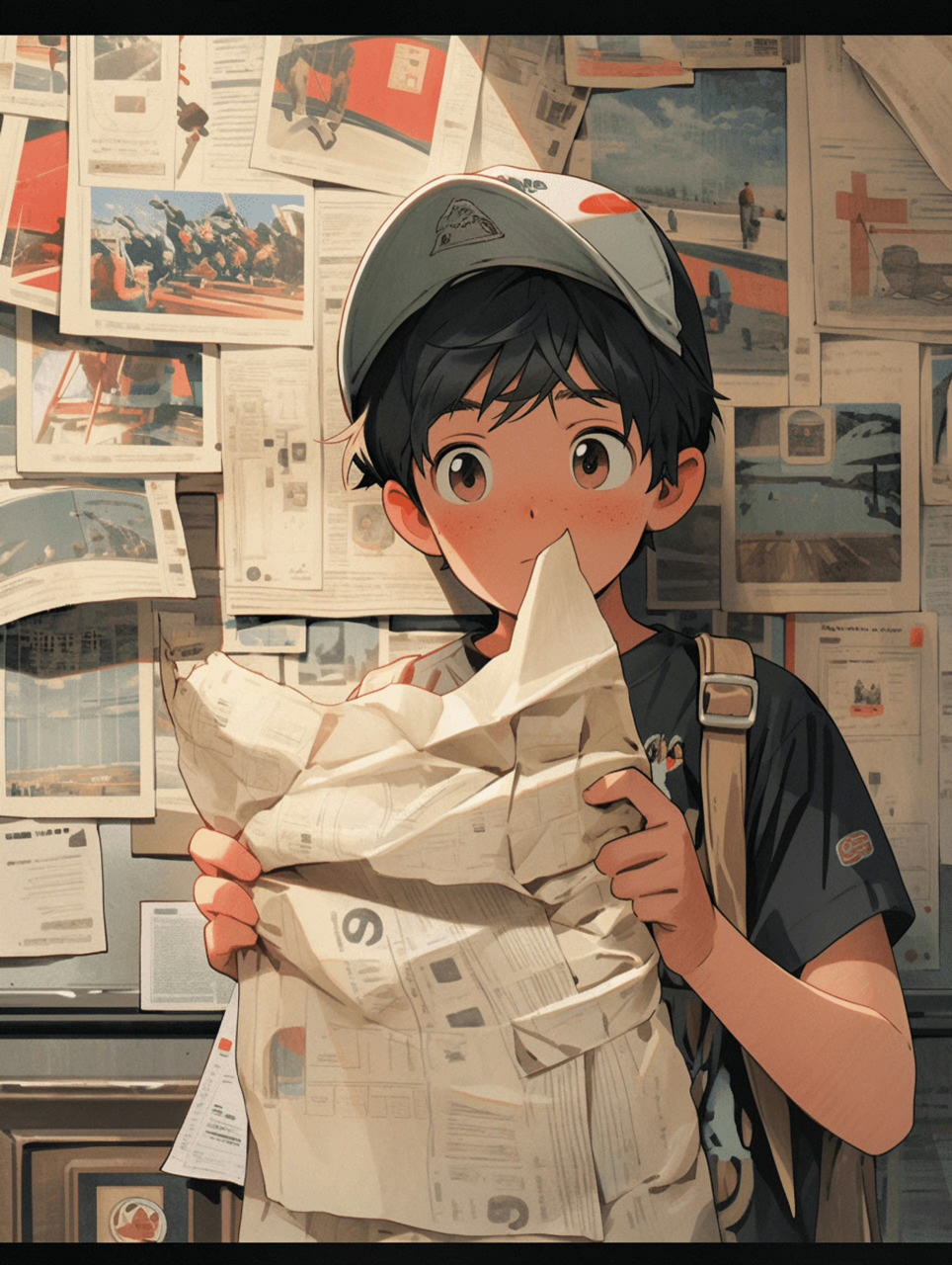 复古男生看报纸头像,赞!#ai共创计划# #头像