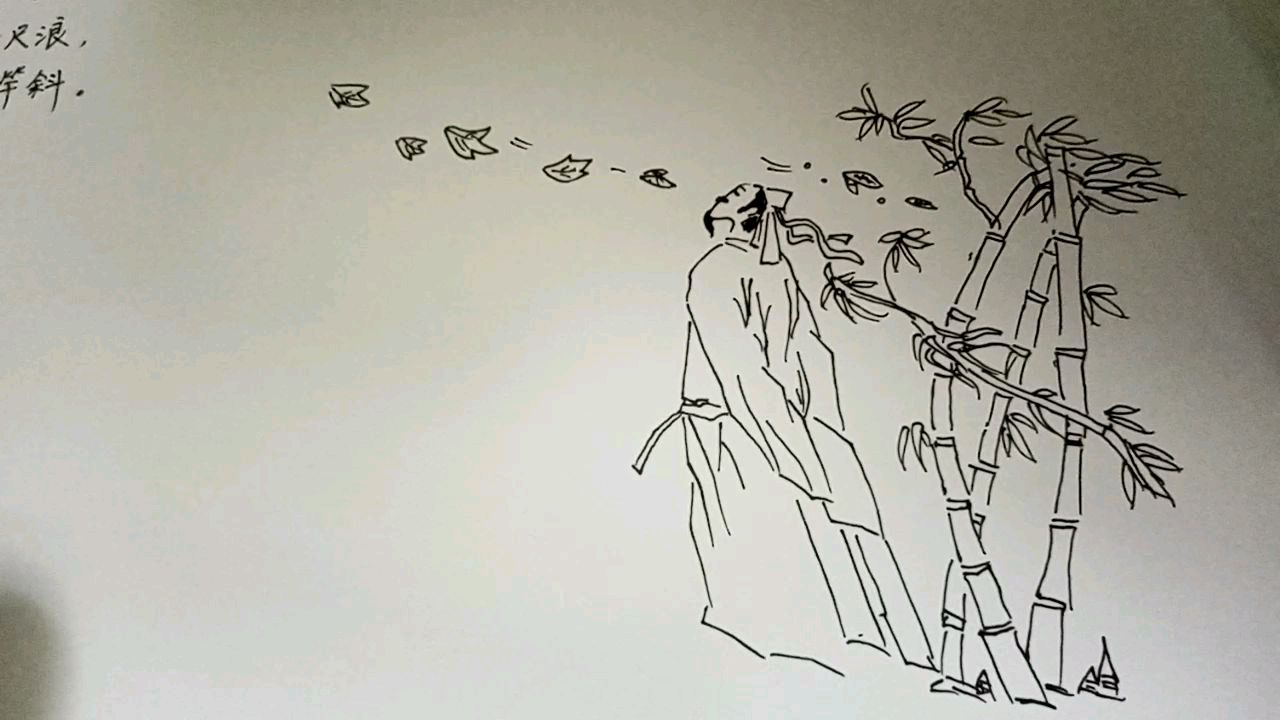 解落三秋叶,不打草稿一气呵成古诗《风》配简笔画