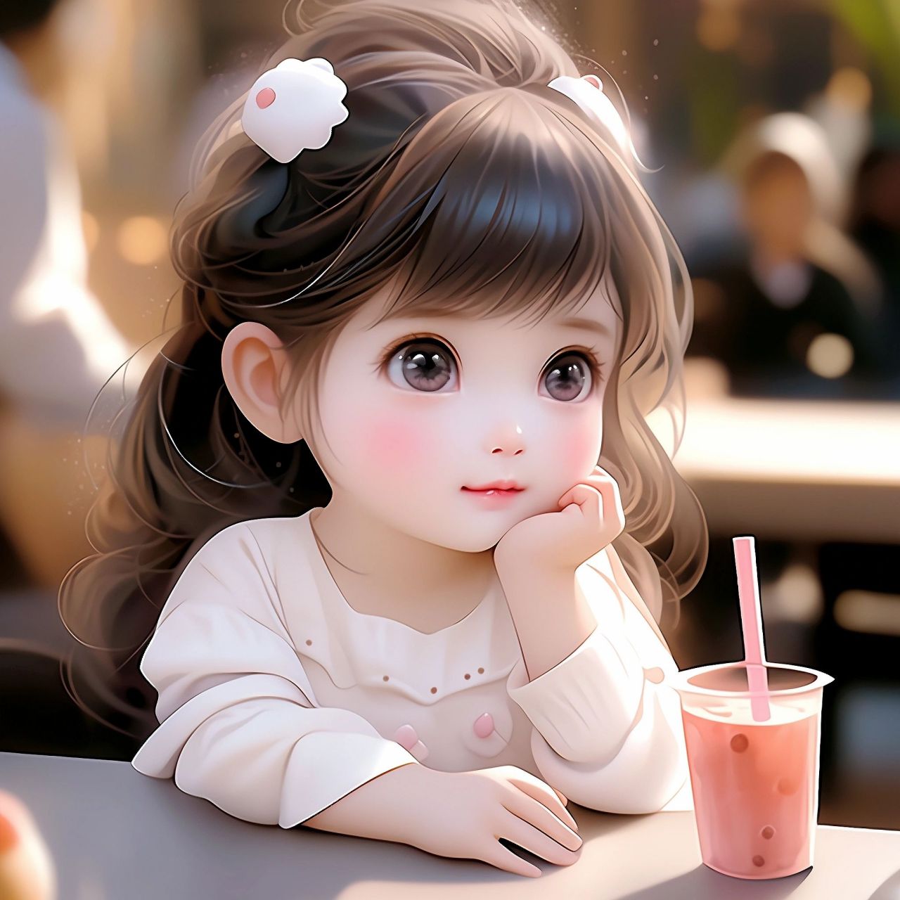 女孩头像:如果说喝水都会长胖的话,为什么不喝奶茶呢?