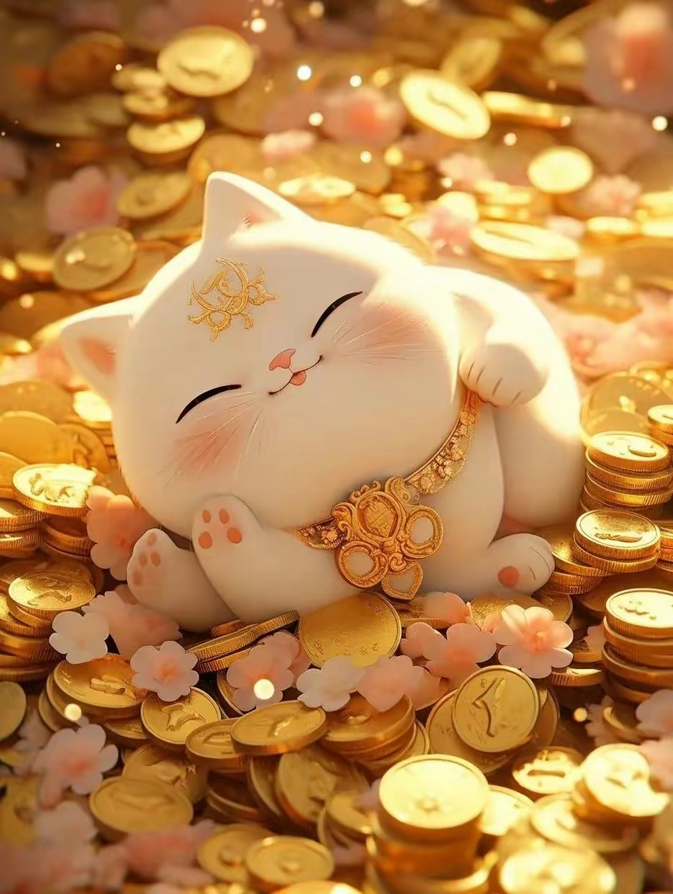 招财猫头像～一身金黄色的皮毛闪着油光水滑 听说转发有好运,钞票数不