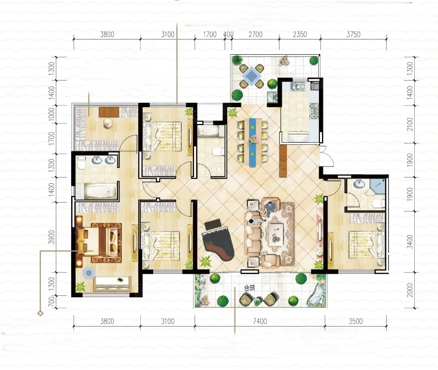 188平米奢华居家大户型,品字形活动厅非常吸晴