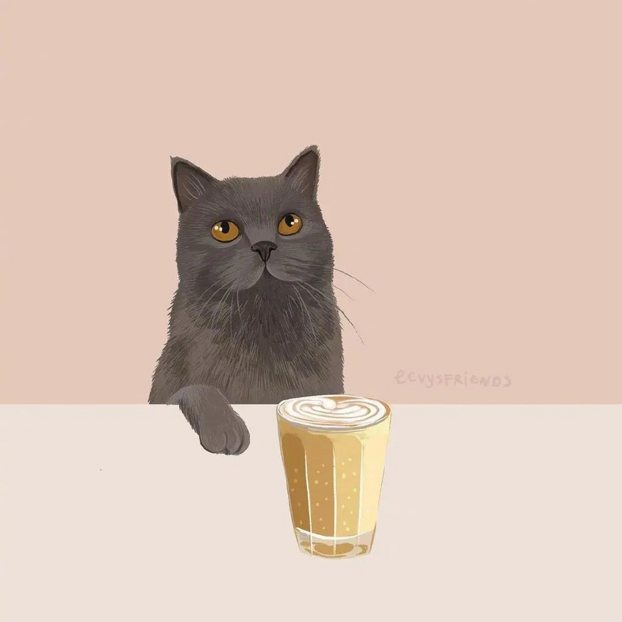 猫咪插画,太可爱了,困了,要去睡了