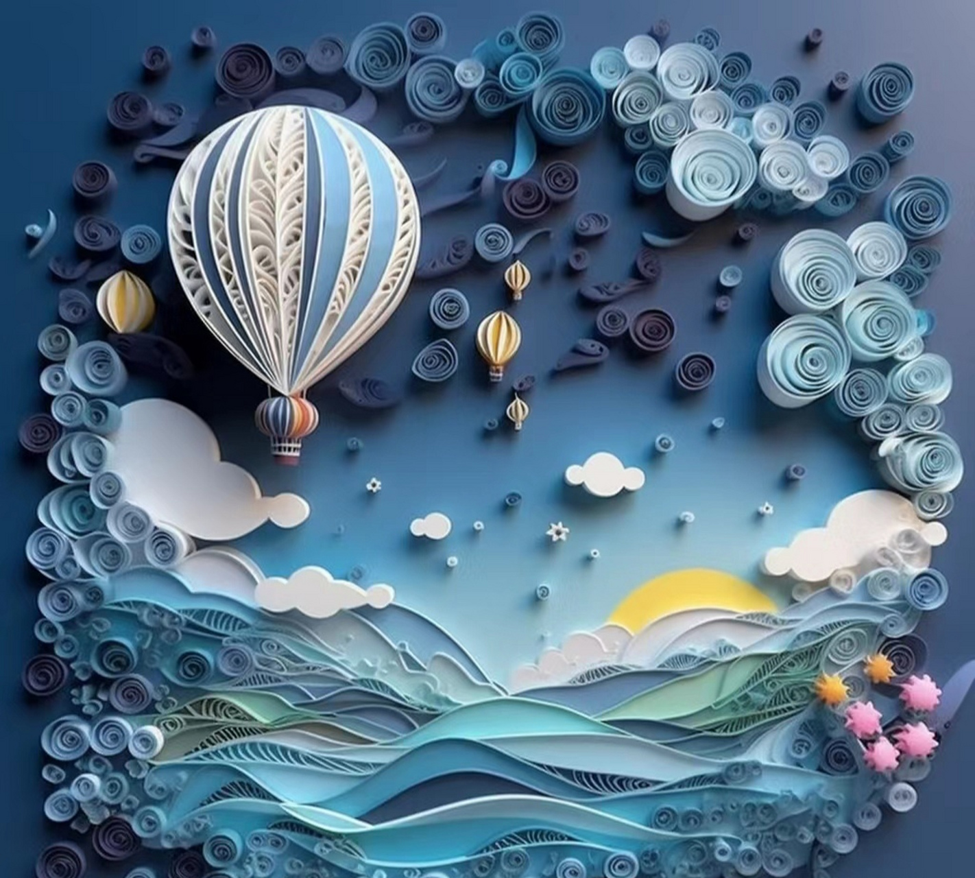 衍纸艺术版的热气球