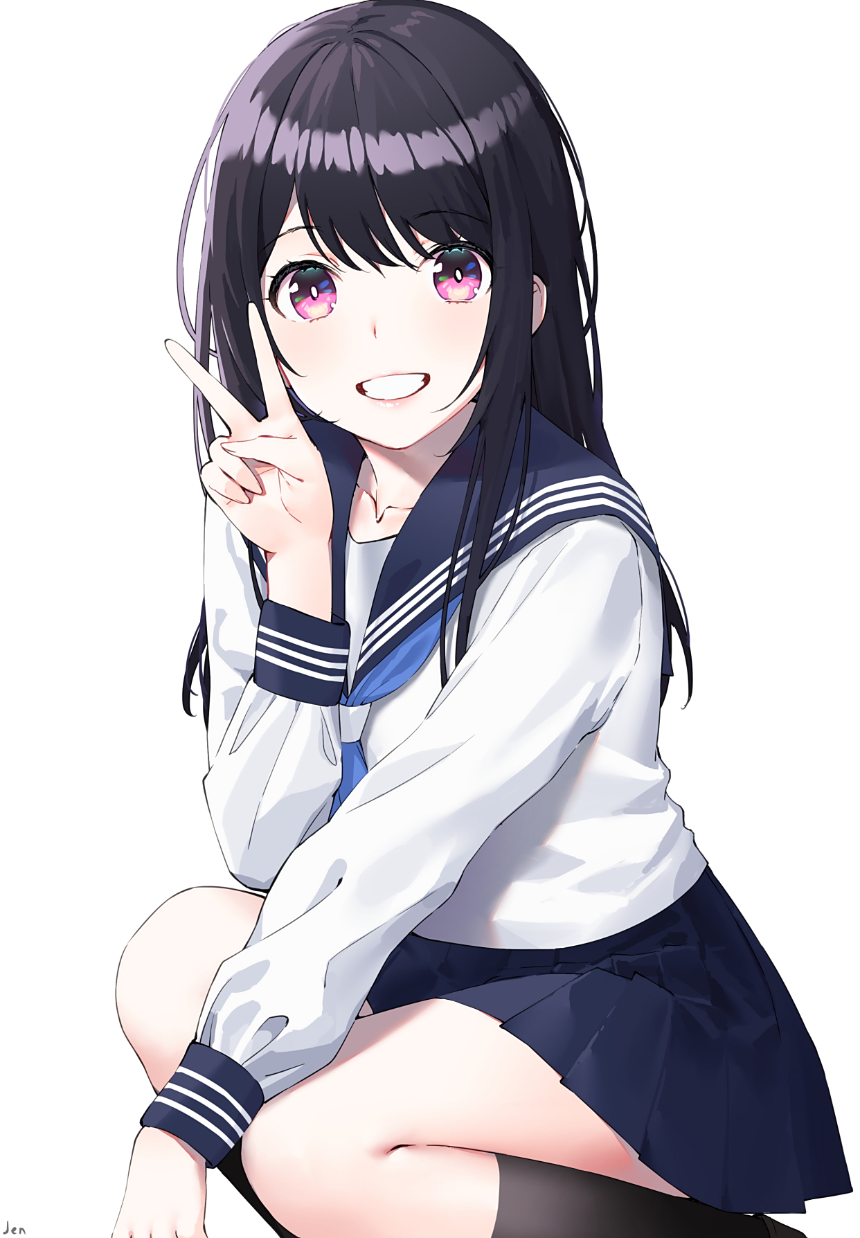 可爱的二次元水手服少女 笑容中洋溢着青春的朝气!