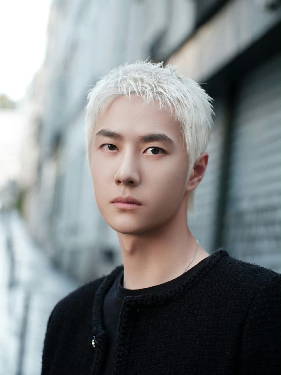 王一博时装周金发# #王一博巴黎时装周# #王一博# 王一博白金狼尾