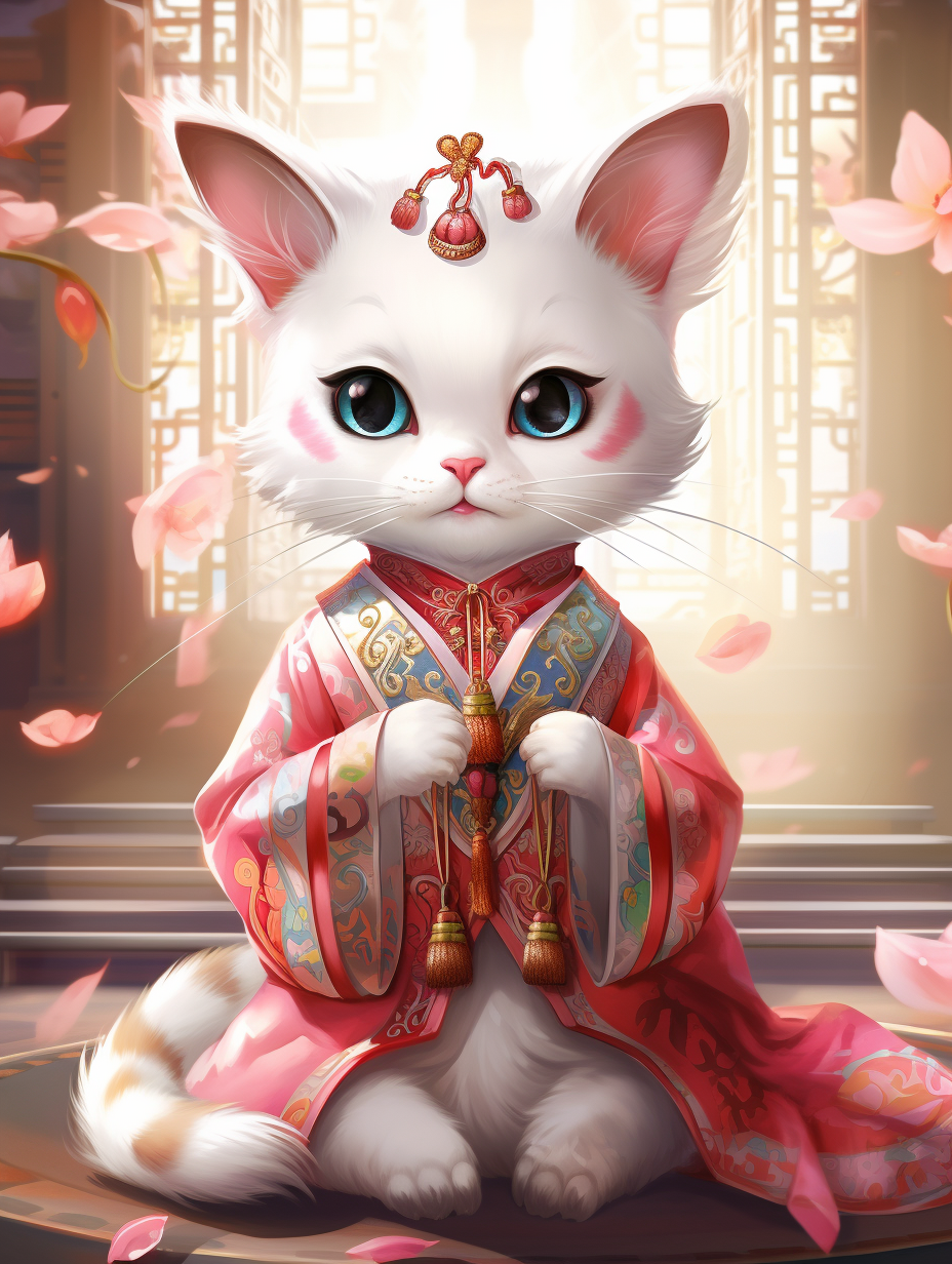 古装小猫咪可做头像壁纸背景图