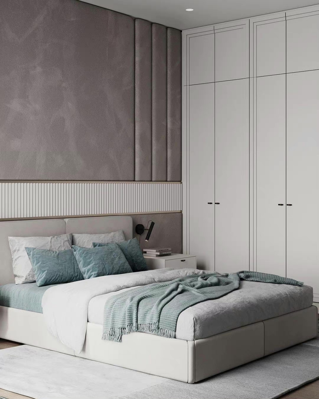 巧用莫兰迪绿,给略显素色的空间增加了灵动感.