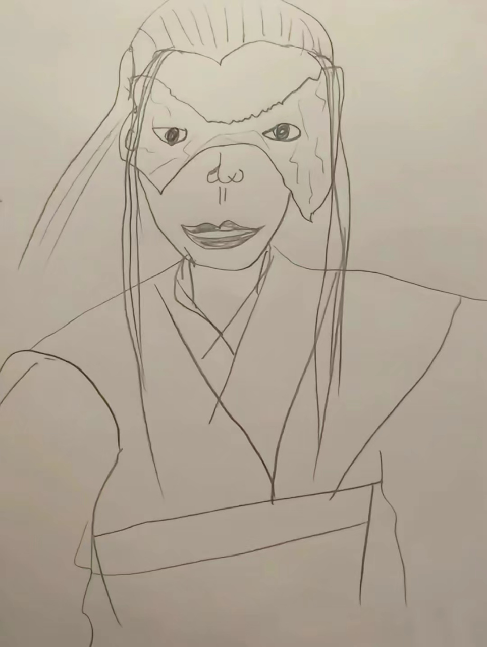 第一个无法评论,第二段脸画短了,形不准!