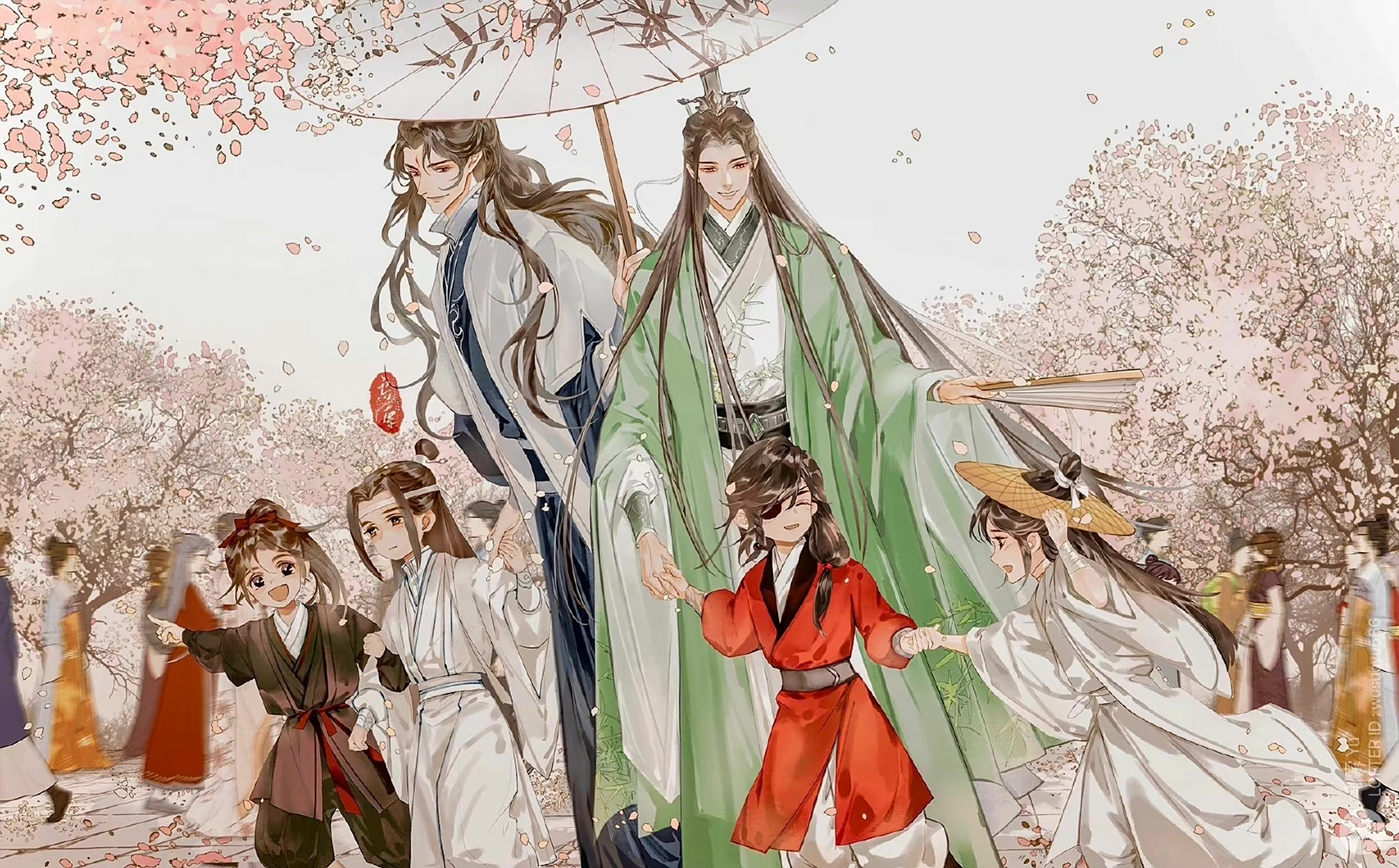 插画 冰秋忘羡花怜的全家福合影 lofter:乌索yu
