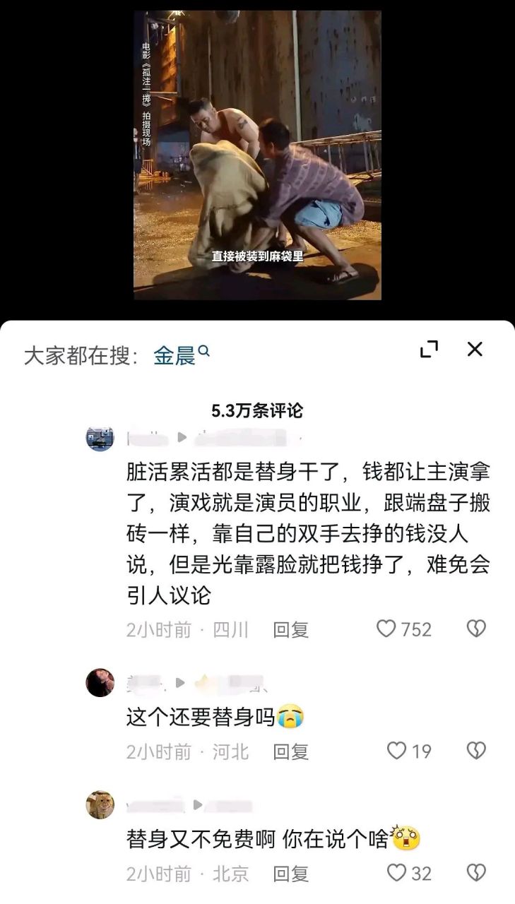 金晨孤注一掷用替身  金晨在电影孤注一掷中使用替身理由为当时是他的