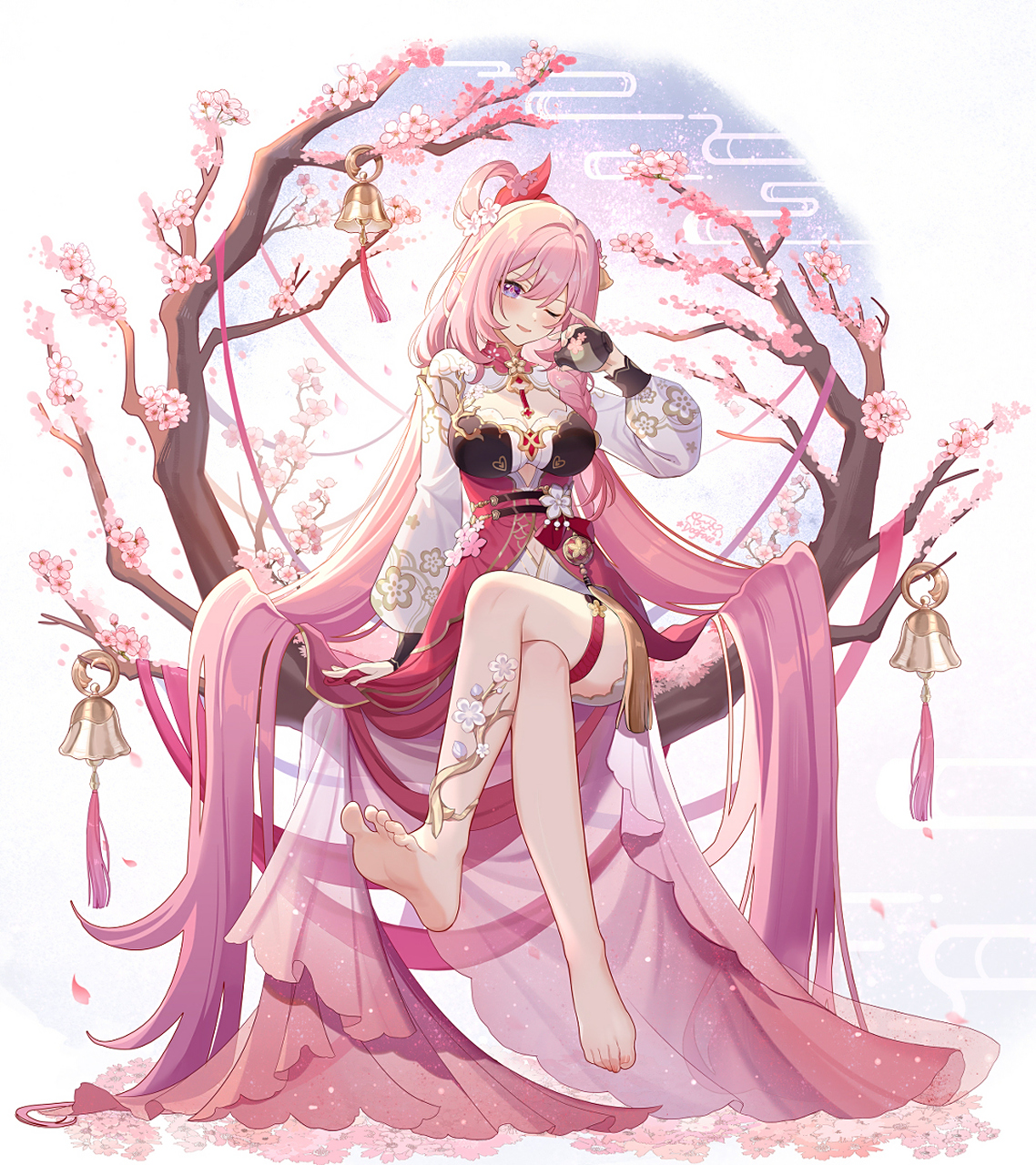 崩坏3# 爱莉希雅 春好桃夭 画师:狗脸脸dogface