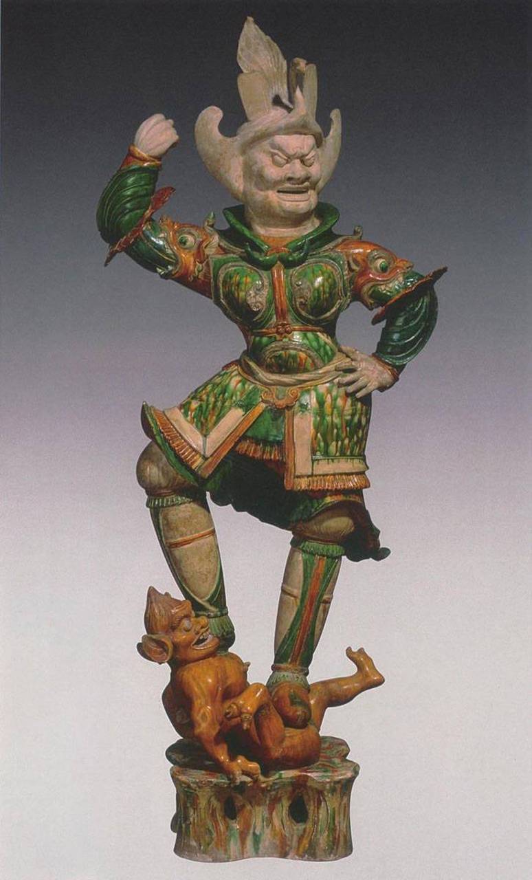 唐三彩天王俑,高122厘米,现藏于旧金山亚洲美术馆布伦戴奇收藏.