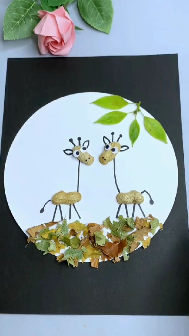 吃完的花生壳不要丢,给娃做成可爱的长颈鹿,太好玩了
