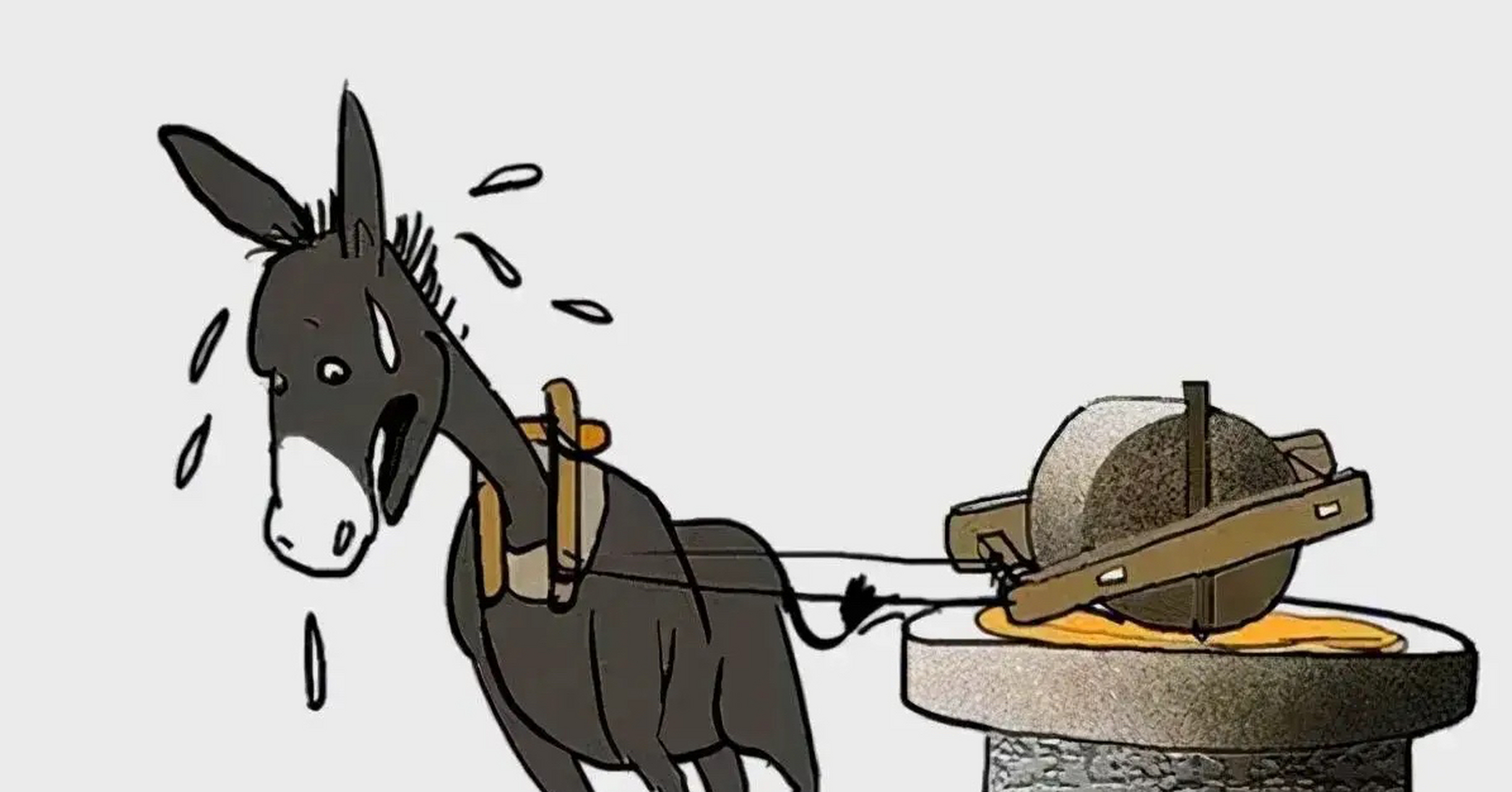 驴憨厚地笑了,露出一口大板牙,拉磨的步伐更快了