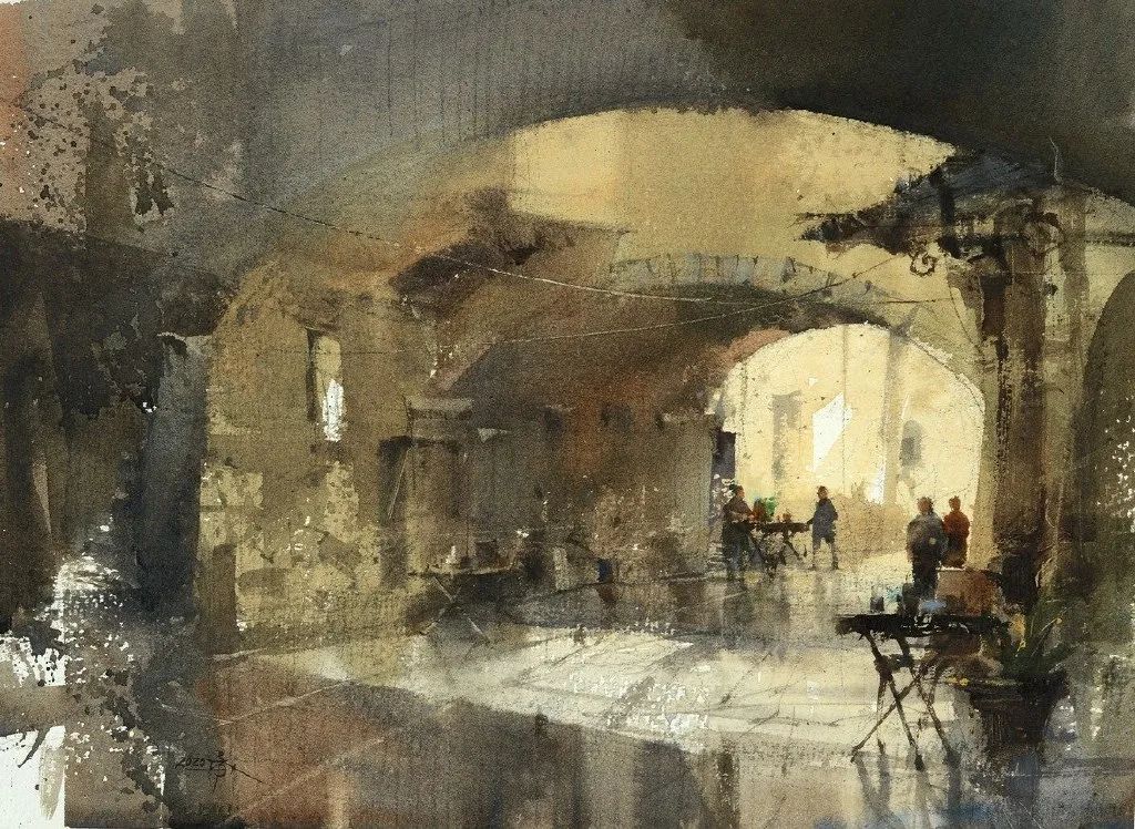 凝固的音乐,简忠威水彩作品欣赏